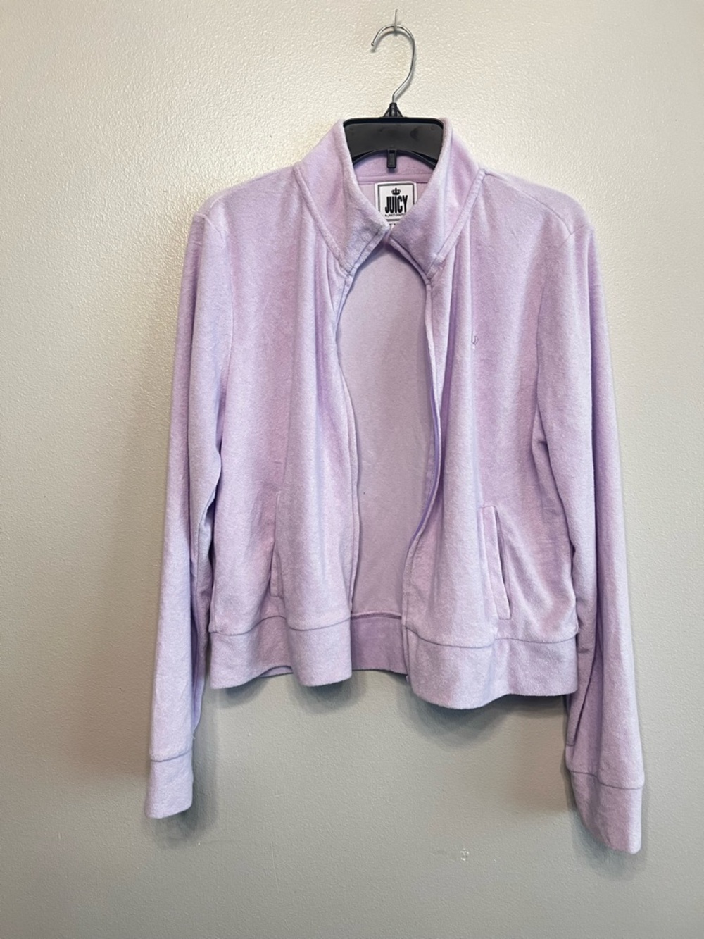 Juicy Couture Lilac Purple Velour Y2K Zip Track Jacket XL Embroidered Logo